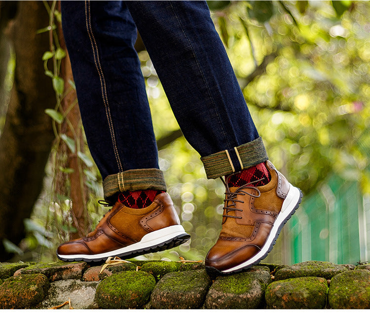 Men's Handmade Breathable Low Top Leather Sports Casual Shoes - LAKD London