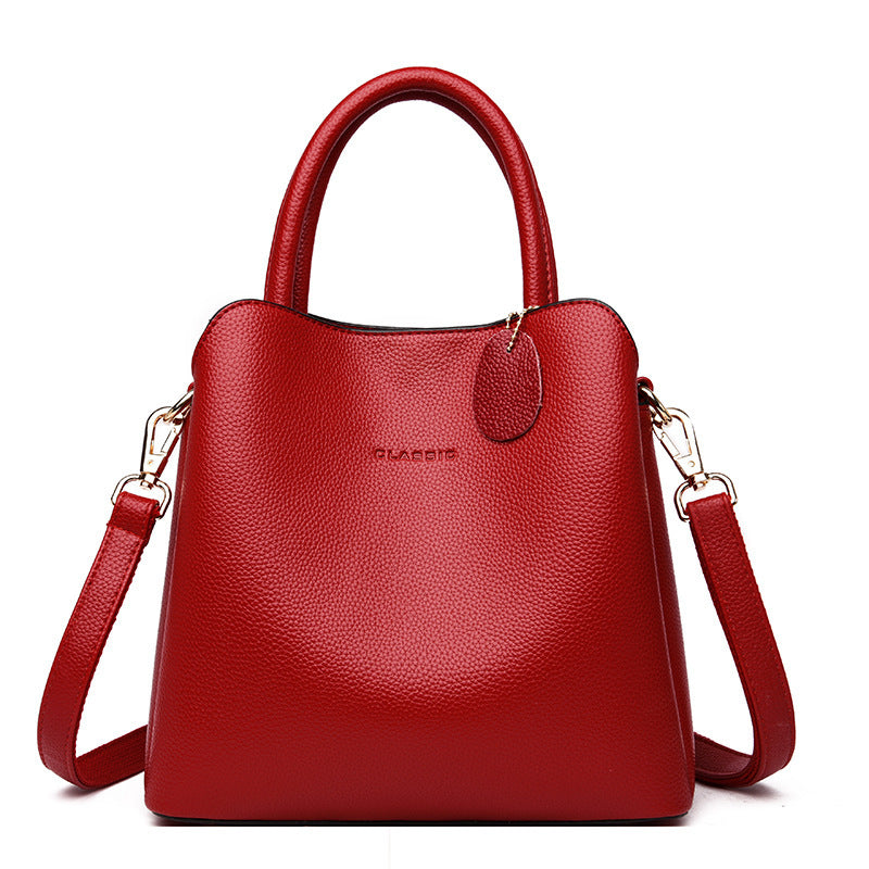 Women's Solid Color Luxury Designer Leather Tote Shoulder Handbag - LAKD London