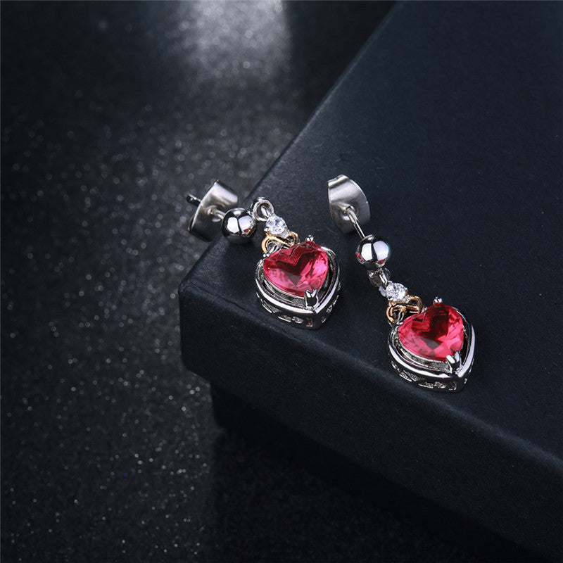 Women's Luxury White Gold Plated Rose Heart Stud Earrings - LAKD London
