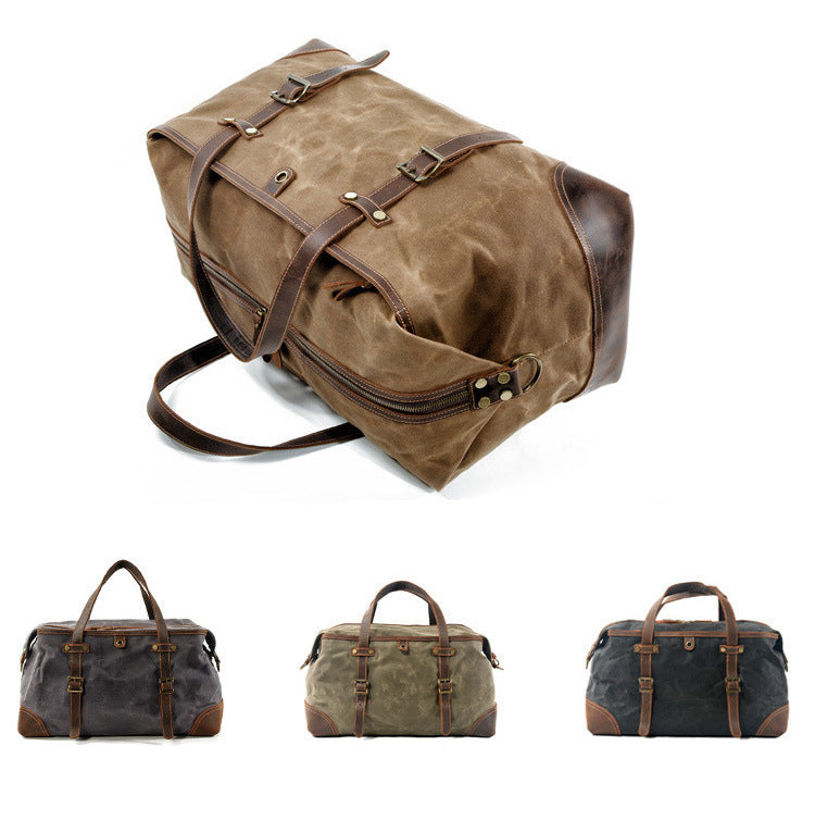 Men's Leather Canvas Duffle Bag Outdoor Gym Travel Holdall - LAKD London
