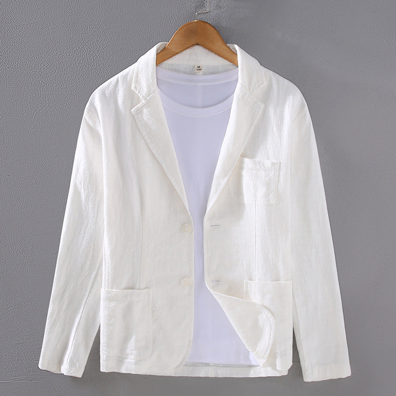 Men's Ramie Casual Suit Jacket for Smart Spring and Autumn Style