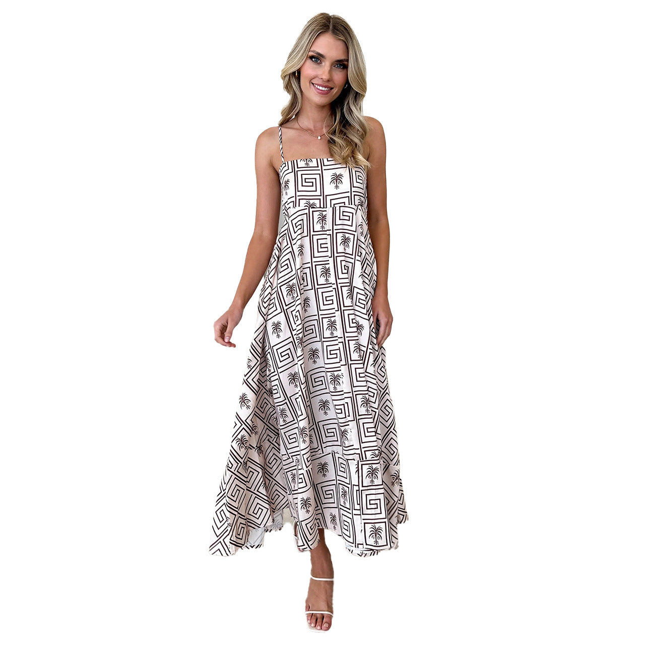 Women's Floral Print Suspender Slim Fit Maxi Summer Dress Elegant
