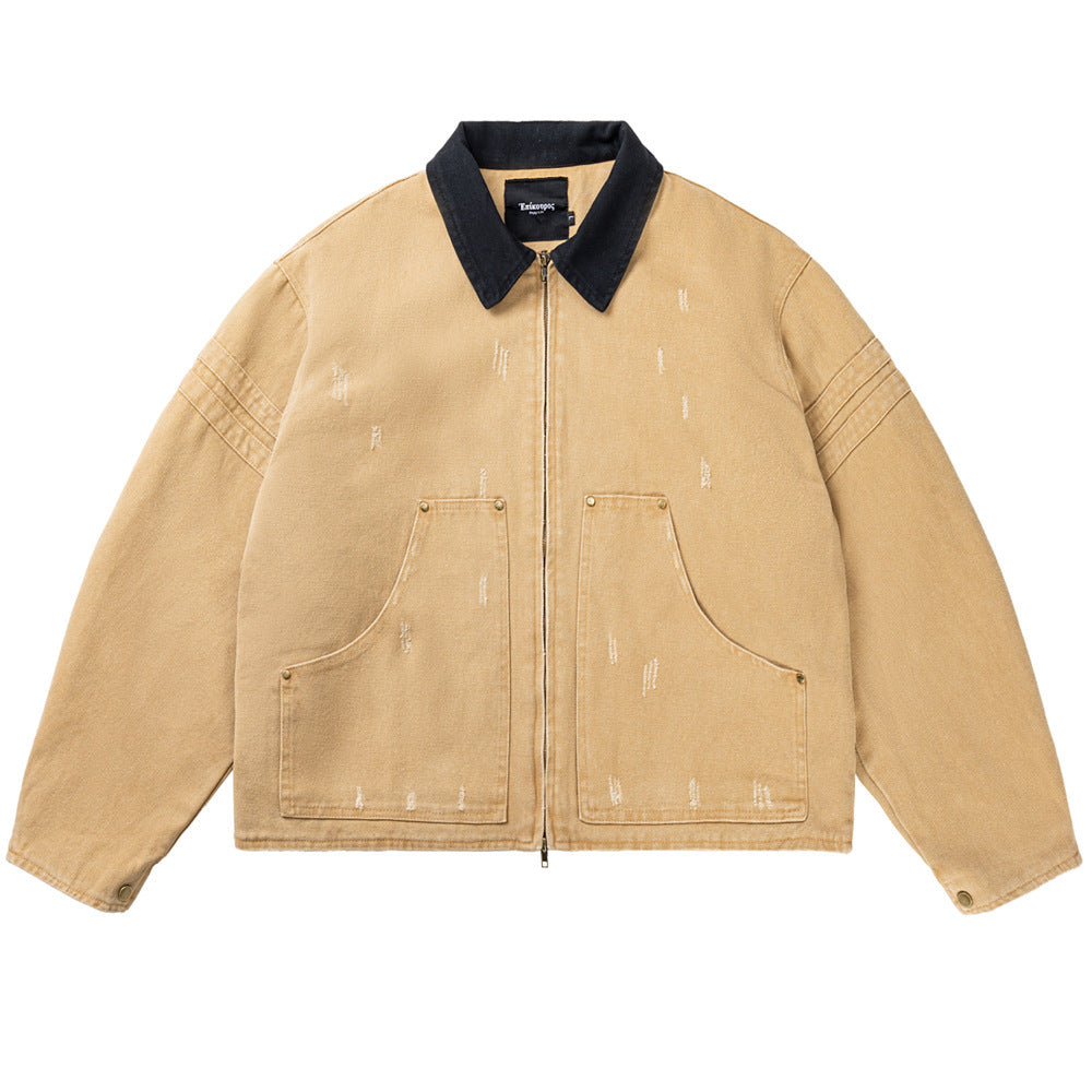 Men's Barnwind Heavy Canvas Washed Distressed Cleanfit Workwear Jacket - LAKD London