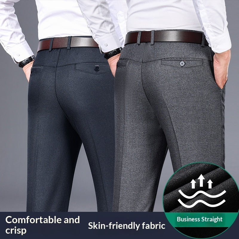 Men's Business Straight Cut Winter Dress Trousers Comfortable Casual Style
