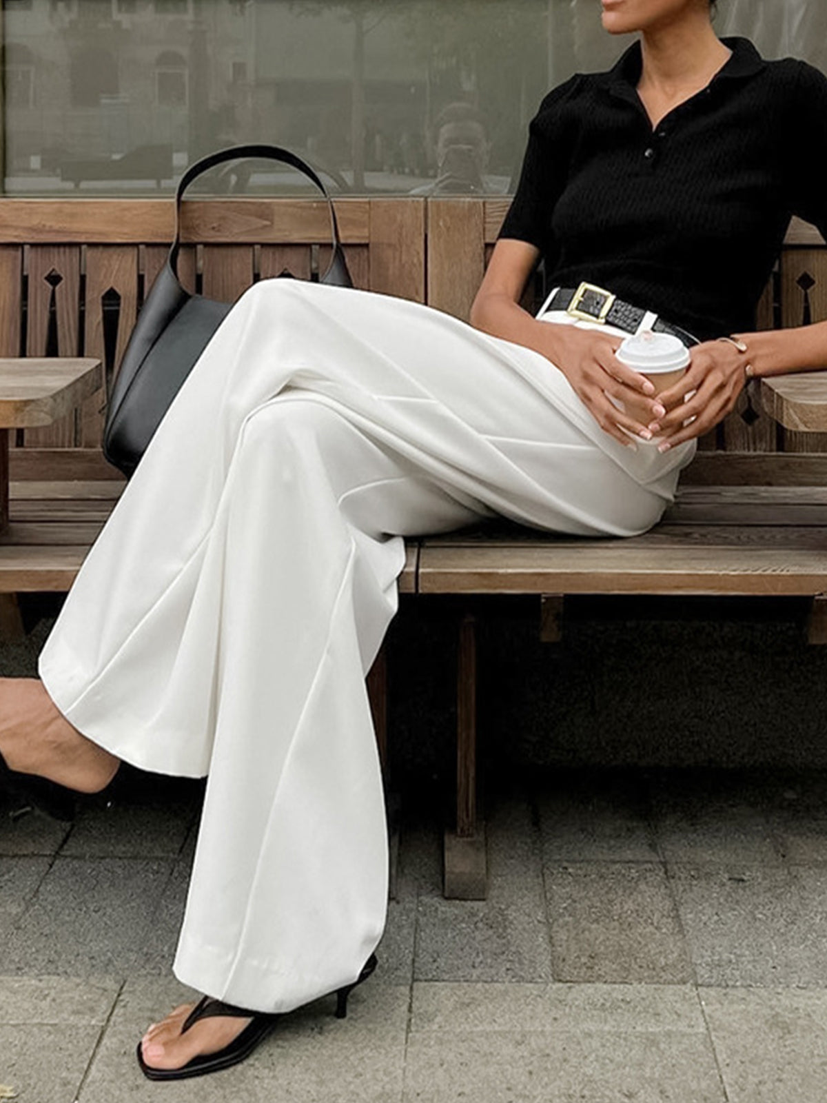 Women's Relaxed-Fit High Waisted Wide Leg Tailored Office Trousers