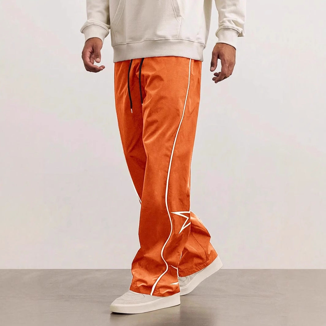 Men's Embroidered Street Retro Trousers Straight Leg Casual Style Wear - LAKD London