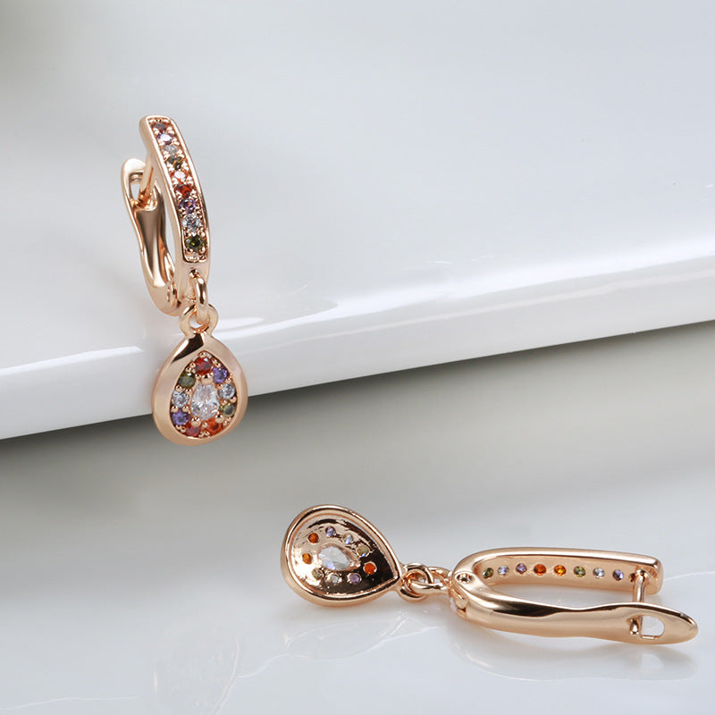 Women's Premium Rose Gold Geometric Design Heart Stud Earrings - LAKD London