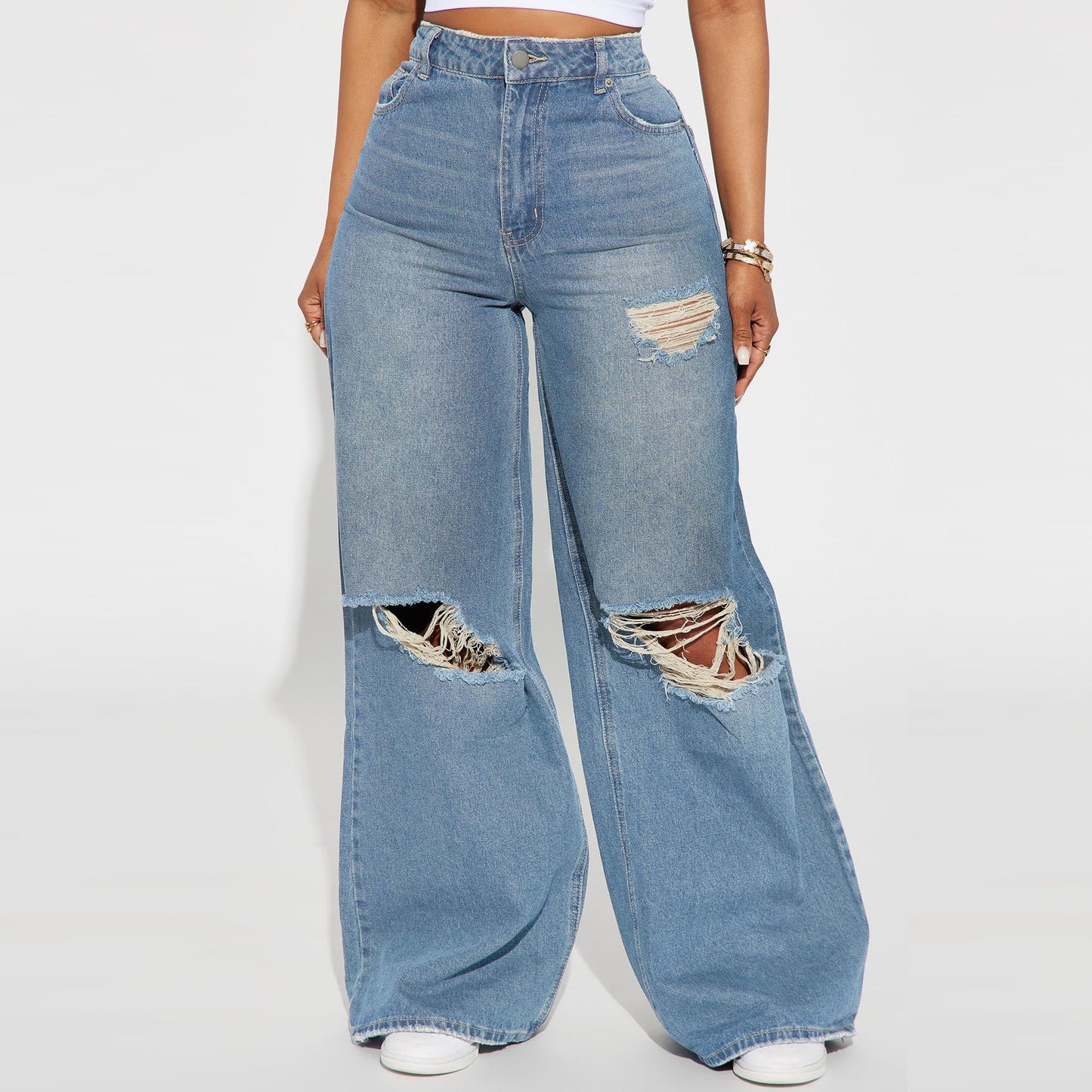 Women's Premium High Waist Wide Leg Street Style Jeans - LAKD London