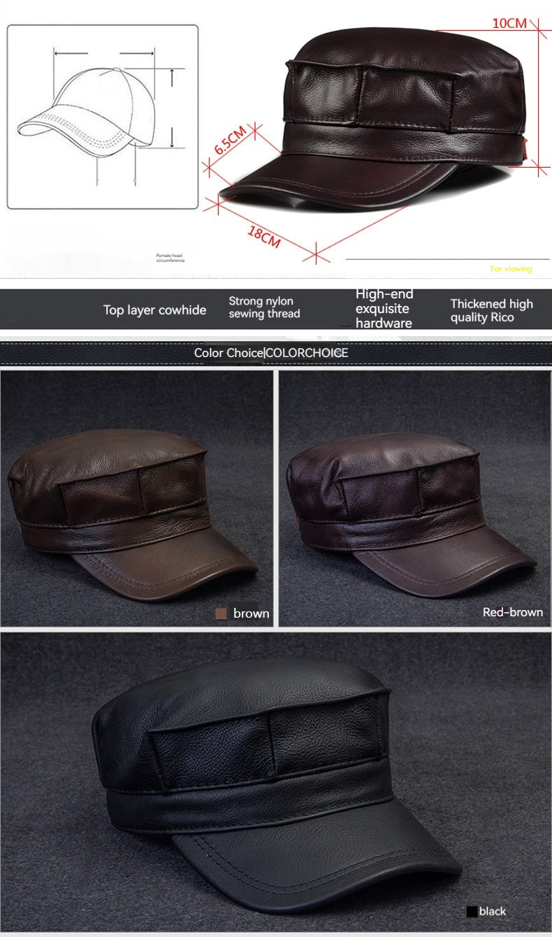 Men's Premium Genuine Leather Octagonal Flat Cap Winter Style - LAKD London