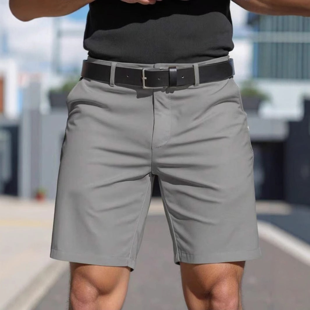 Men's Solid Colour Summer Business Sports Straight Fit Shorts Casual