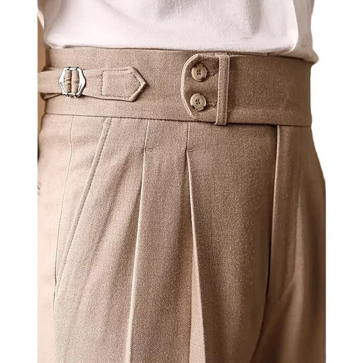 Men's Old Money Straight Leg High Waist Formal Trousers Comfortable