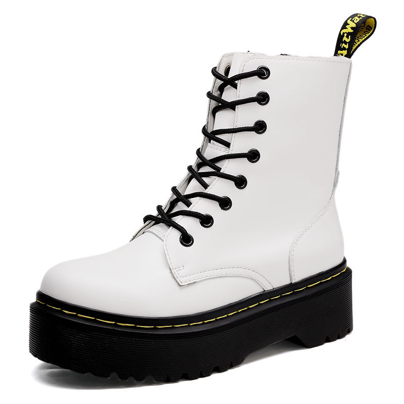 Women's Martin Style Lace Up Thick Sole Zipper Boots Casual