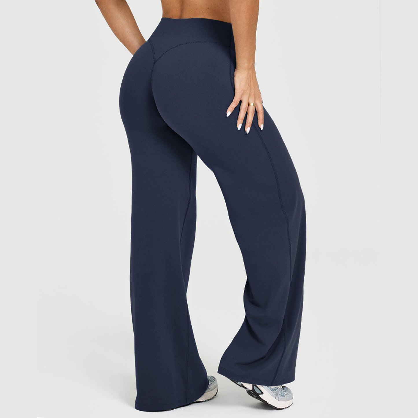 Women's Solid Colour Straight Leg Stretch Trousers Casual Versatile Style