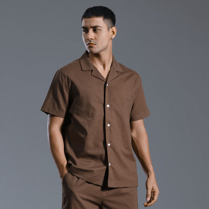 Men's Cuban Collar Cotton Linen Short Sleeve Summer Shirt Casual