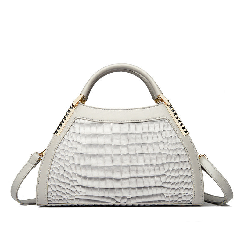 Women's Large Capacity Retro Glossy Crocodile Pattern Handbag