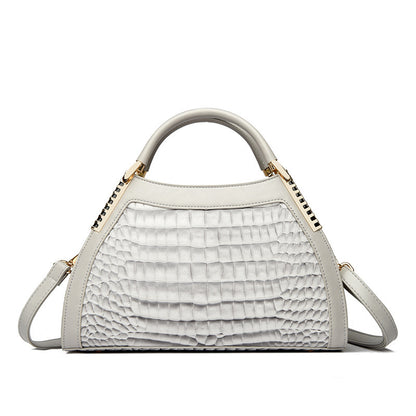 Women's Large Capacity Retro Glossy Crocodile Pattern Handbag