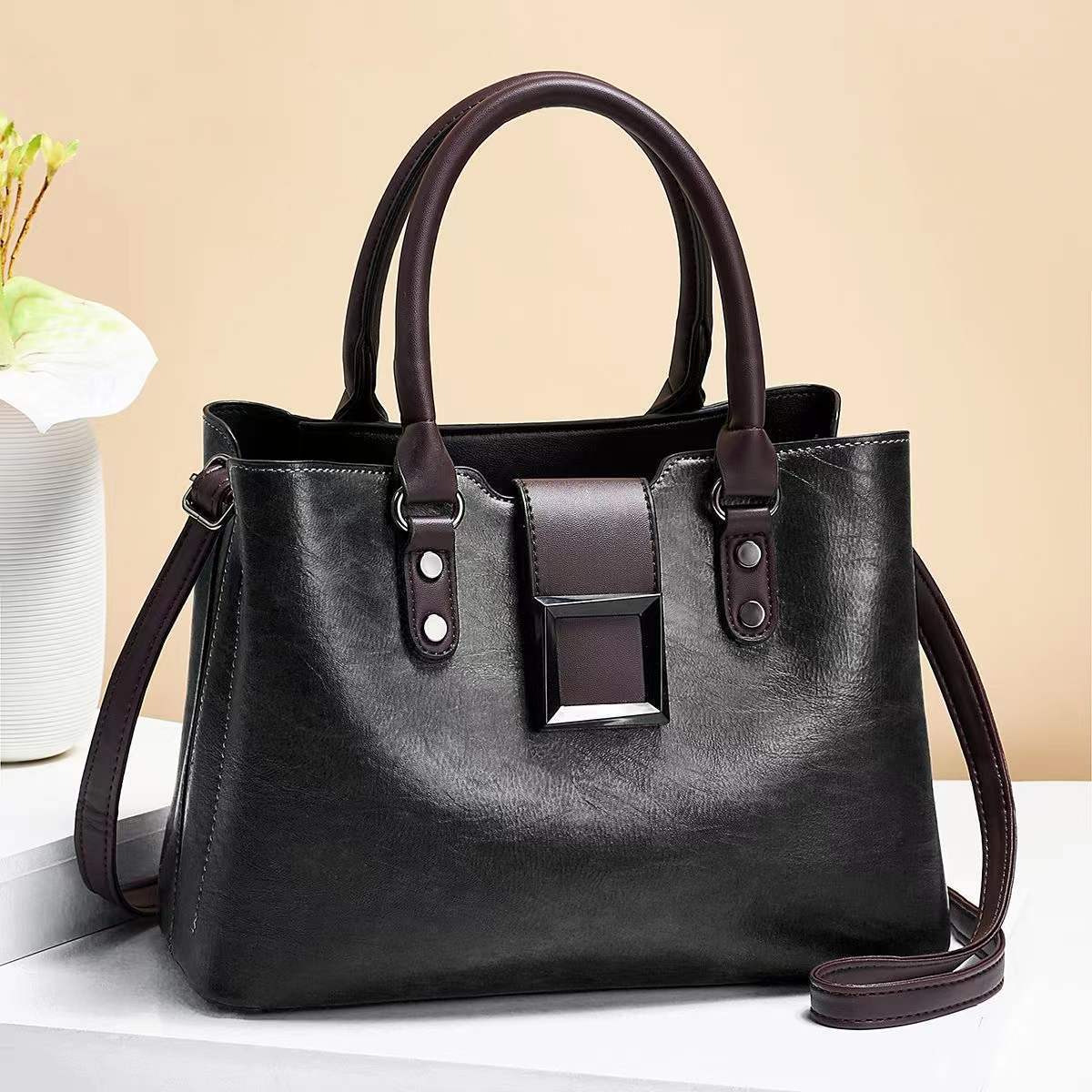 Women's Premium Big Buckle Shoulder Crossbody Office Handbag - LAKD London