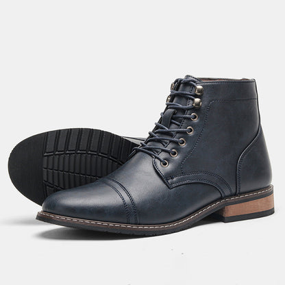Men's Vintage Casual Leather Lace Up Ankle Boots Hard Sole