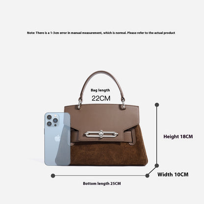 Women's Luxury Genuine Leather One Shoulder Textured Clamshell Handbag