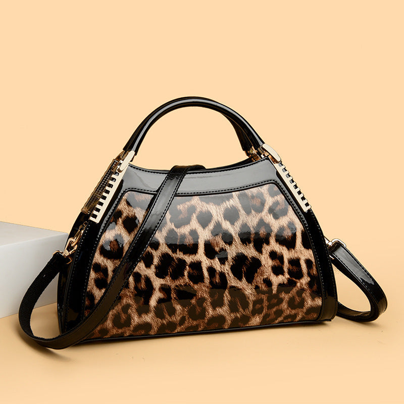 Women's Large Capacity Retro Glossy Crocodile Pattern Handbag