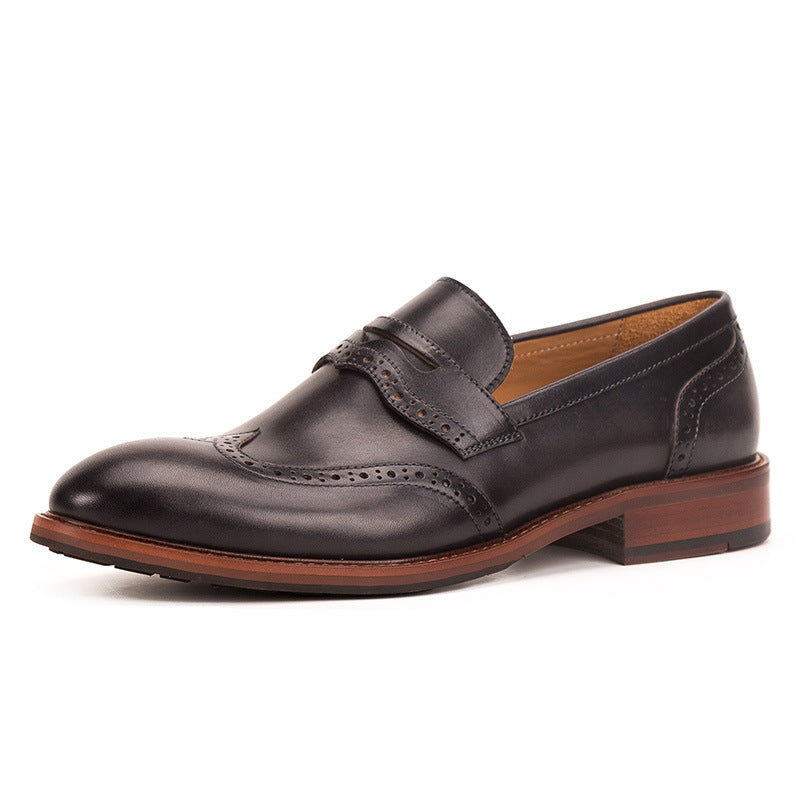 Men's Handmade Leather Loafers Business Casual Brogue Detail Shoes - LAKD London