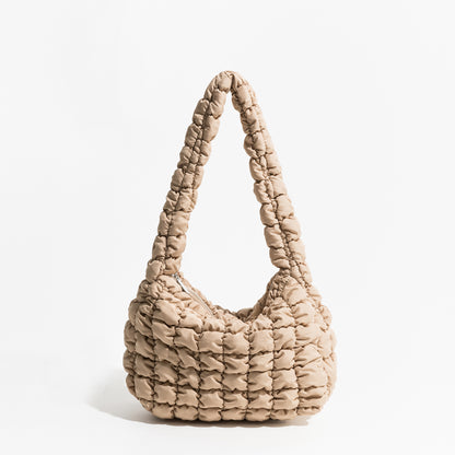 Women's Quilted Padded Feather Down Shoulder Hobo Bag - LAKD London