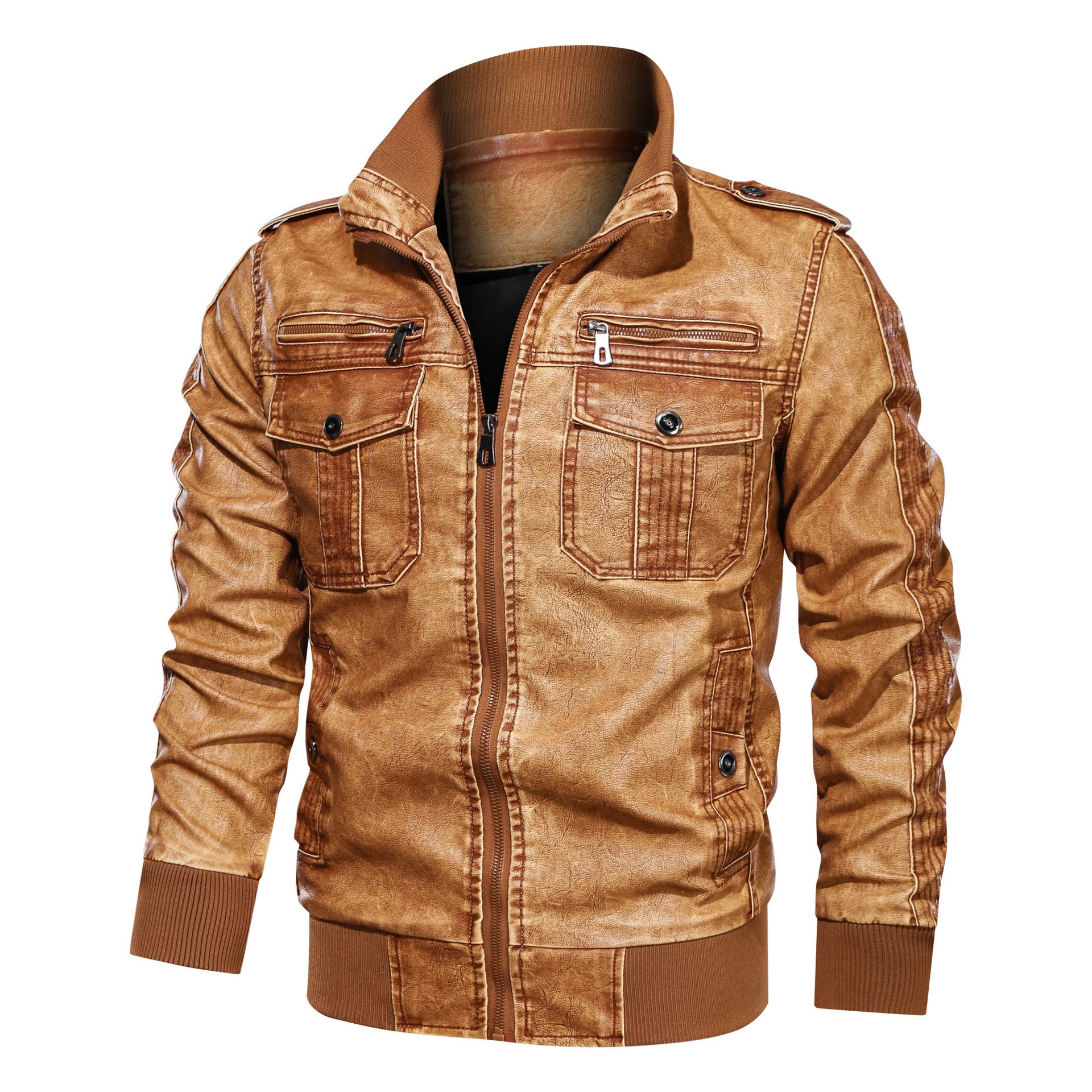 Men's Denim Style Motorcycle Leather Jacket Plus Size Casual Wear - LAKD London