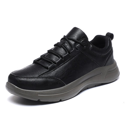 Men's Low Top Leather Sneakers Round Toe British Casual Shoes