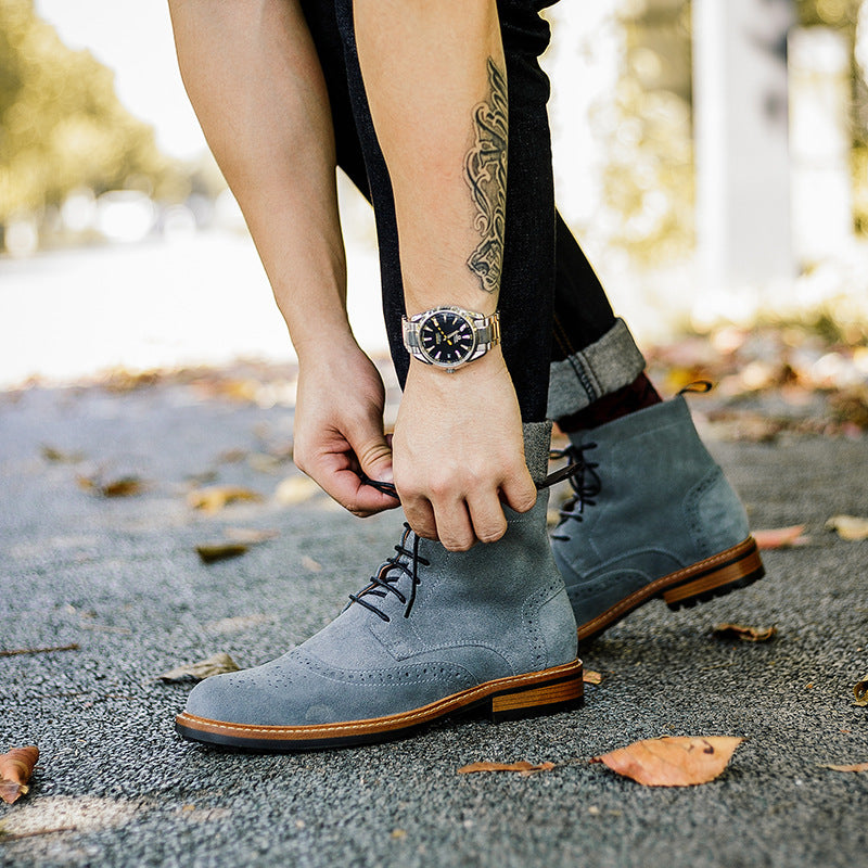 Men's Premium High Top Cowhide Leather Rubber Sole Boots - LAKD London