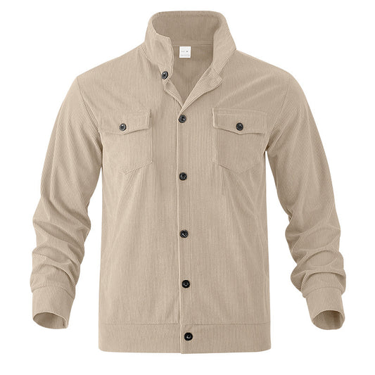 Men's Corduroy Stand Collar Jacket with Multi Pockets and Casual Style - LAKD London