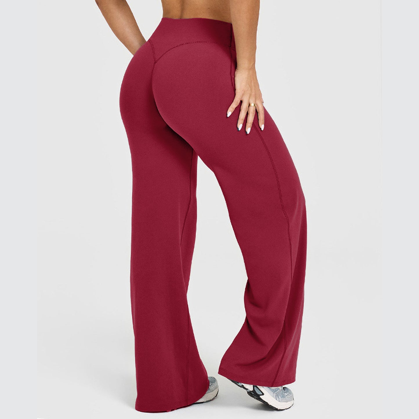Women's Solid Colour Straight Leg Stretch Trousers Casual Versatile Style