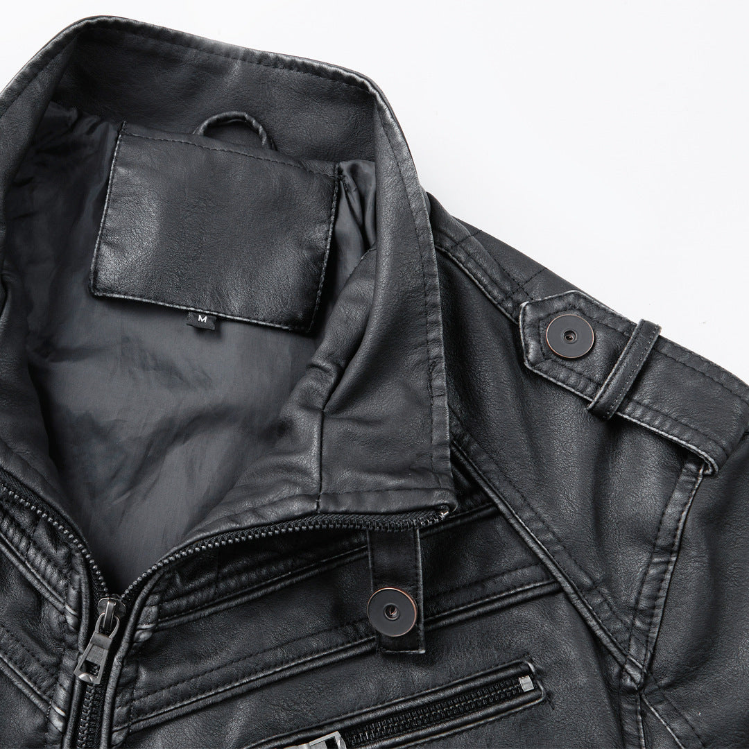 Men's Luxury Vintage Washed Faded Leather Motorbike Jacket - LAKD London