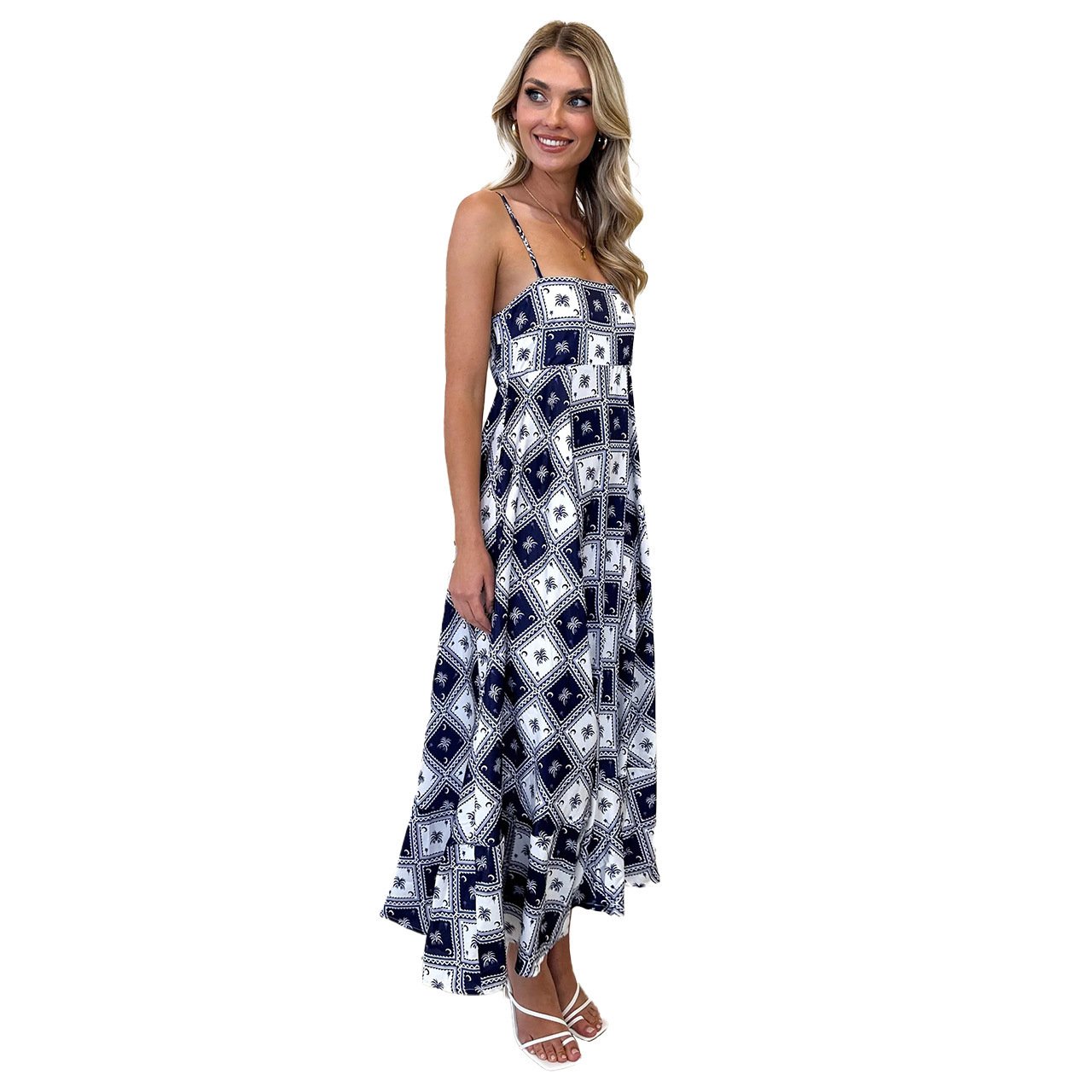 Women's Floral Print Suspender Slim Fit Maxi Summer Dress Elegant