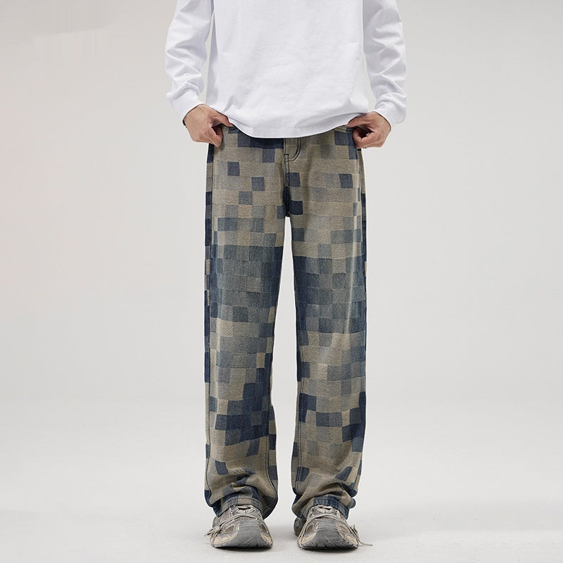 Men's Retro Blue Wide Leg Jeans Comfortable Casual Denim - LAKD London