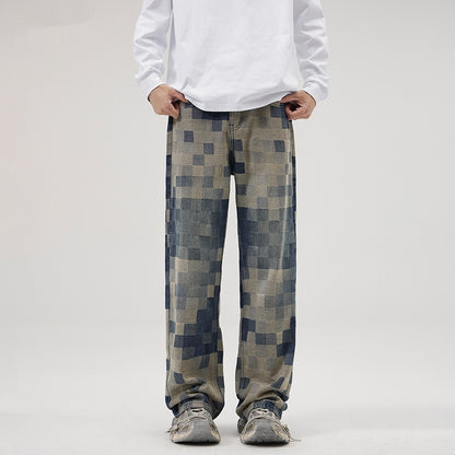 Men's Retro Blue Wide Leg Jeans Comfortable Casual Denim - LAKD London