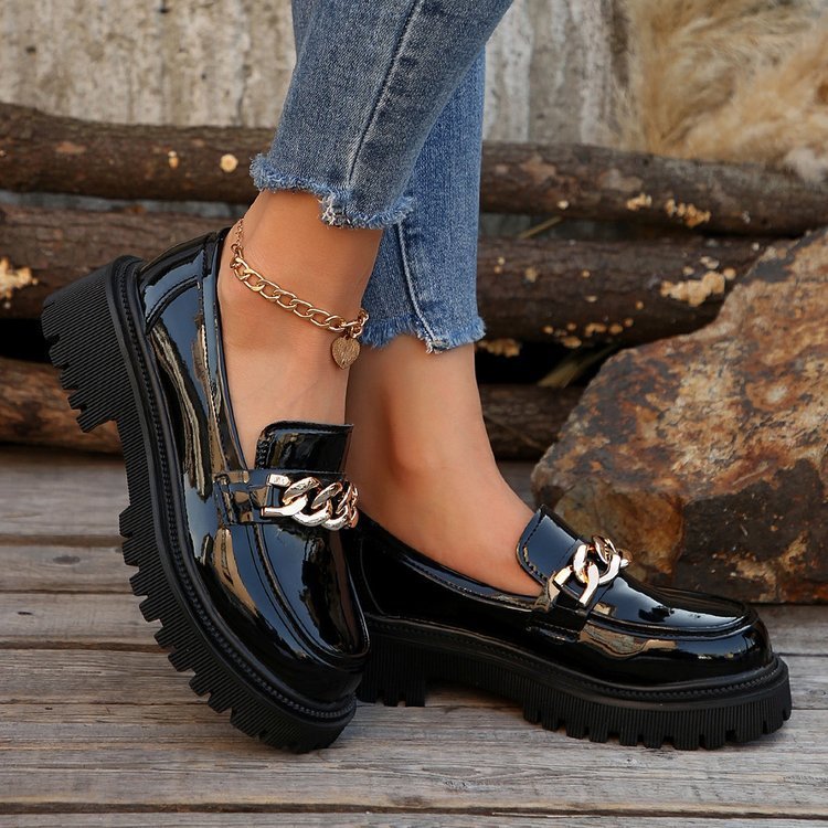 Women's Slip-On Round Toe Platform Shoes with Thick Rubber Sole