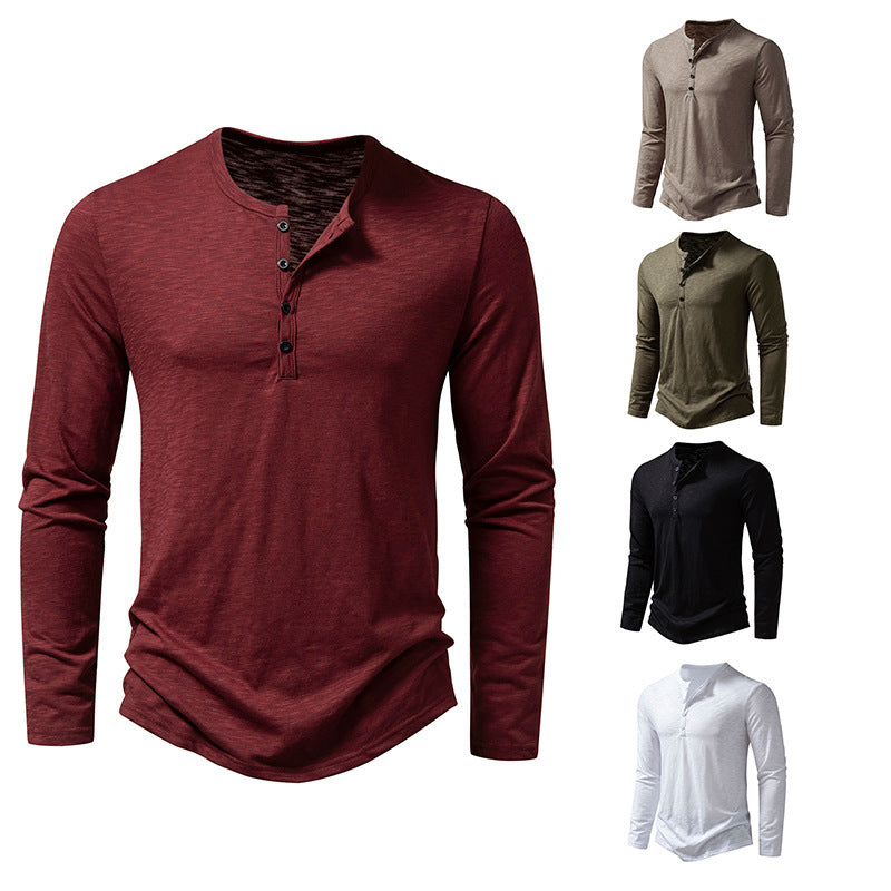 Men's Premium Long Sleeve Button Henley Casual T-Shirt - LAKD London