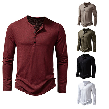 Men's Premium Long Sleeve Button Henley Casual T-Shirt - LAKD London