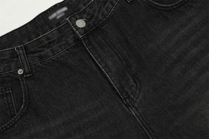Men's Casual Straight Cut Wide Leg Denim Trousers Everyday Style