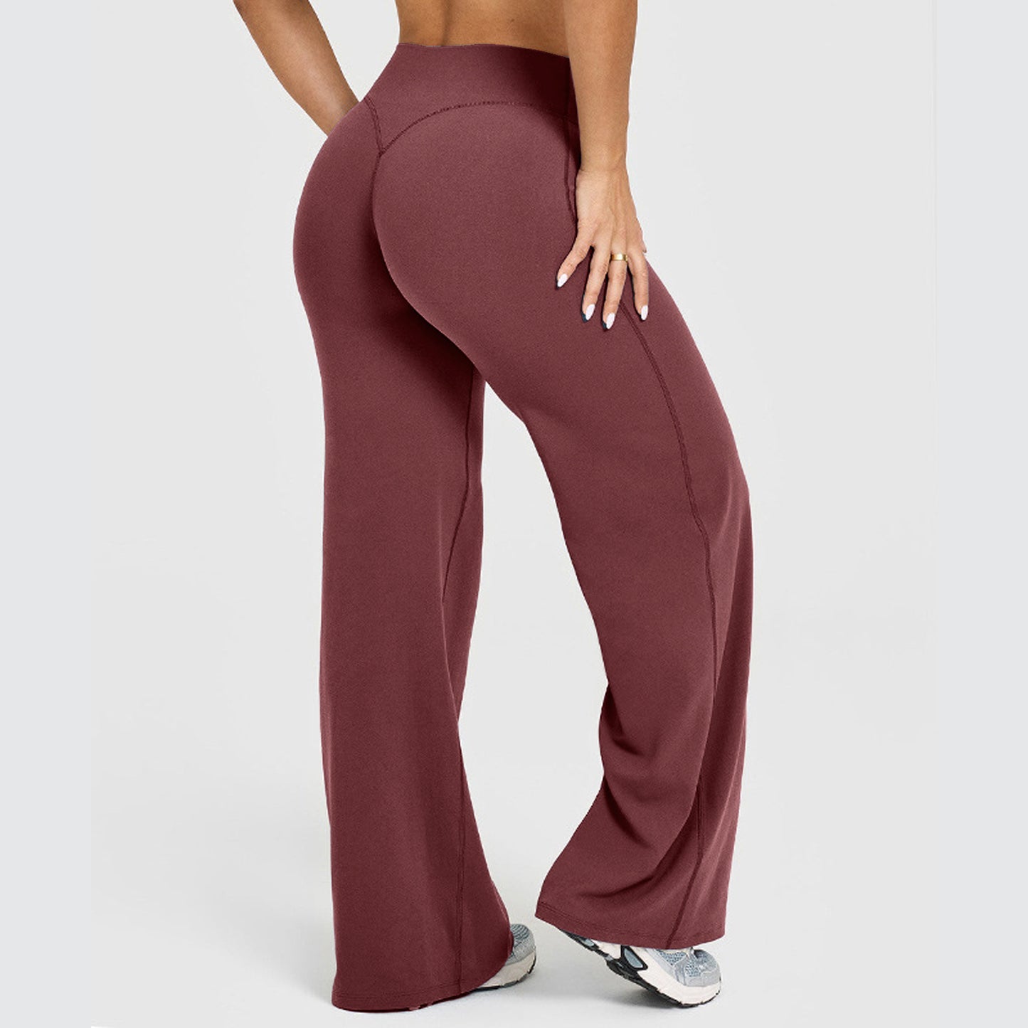 Women's Solid Colour Straight Leg Stretch Trousers Casual Versatile Style