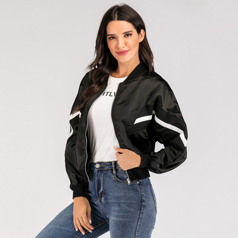 Women's Lightweight Nylon Windbreaker Jacket With Zipper Casual Style