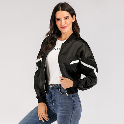 Women's Lightweight Nylon Windbreaker Jacket With Zipper Casual Style
