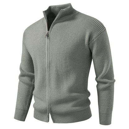 Men's Slim Fit Cotton Cardigan Sweater with Front Zipper Closure