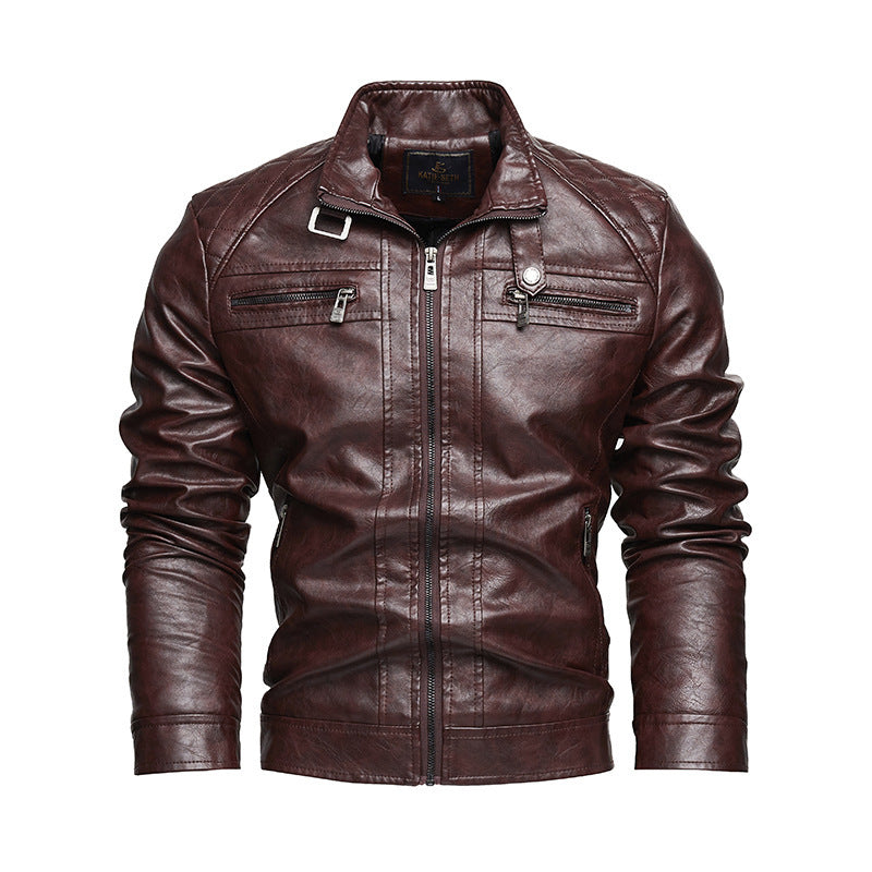 Men's Leather Lapel Retro Jacket Plus Size Winter Coat Casual - LAKD London