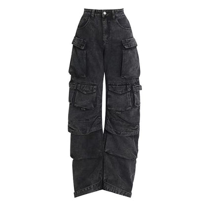 Women’s High Waist Wide Leg Tie Dye Street Jeans