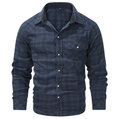 Men's Retro Western Plaid Flannel Pearl Snap Western Style Shirt - LAKD London