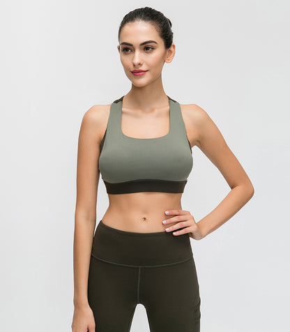 Women's Premium Contrast Panel Fitness Athletic Sports Bra Supportive - LAKD London