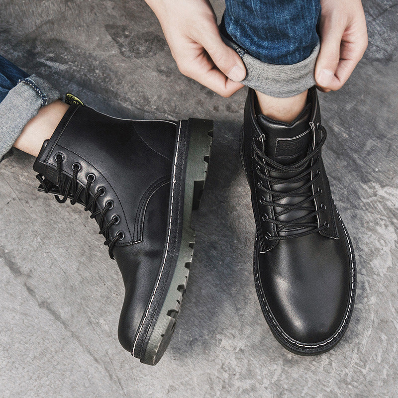 Men's Biker Martin Style Lace Up Combat Ankle Boots Casual