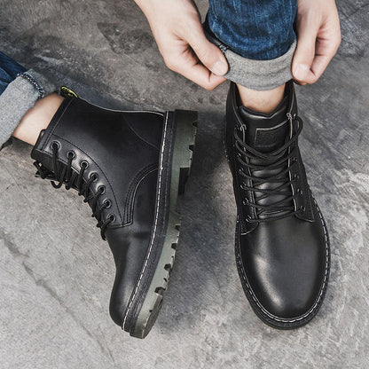 Men's Biker Martin Style Lace Up Combat Ankle Boots Casual