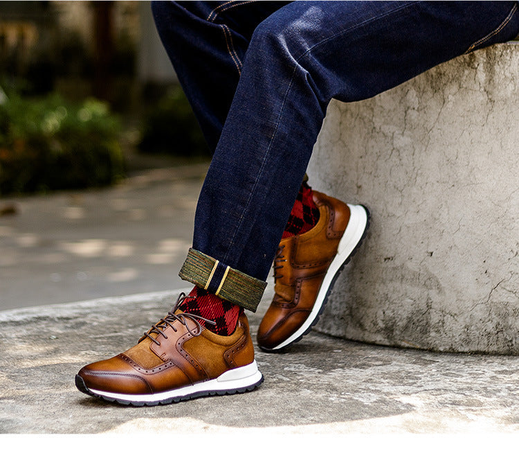 Men's Handmade Breathable Low Top Leather Sports Casual Shoes - LAKD London